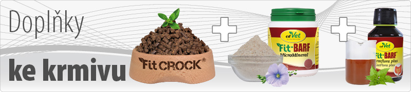 Doplňky stravy ke granulím Fit-Crock Premium Micro Mineral + Střevní flóra plus optimalizují výživové zaopatření psů. 