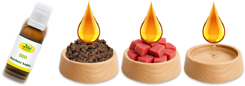 5 x Protřepat / 4 x Denně 2 Kapky na 5 kg váhy / Účinky za 1 až 3 dny / Podávat 4 týdny.