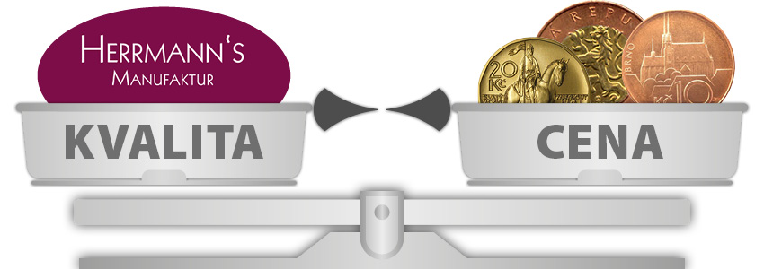 Vyrovnané misky vah - kvalita úměrná ceně