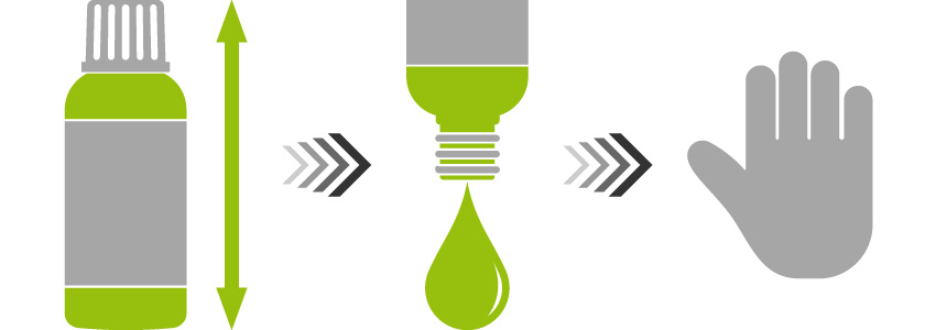 4 x Protřepat • Nanést •  Vmasírovat • Aplikovat 2 až 3 krát denně.